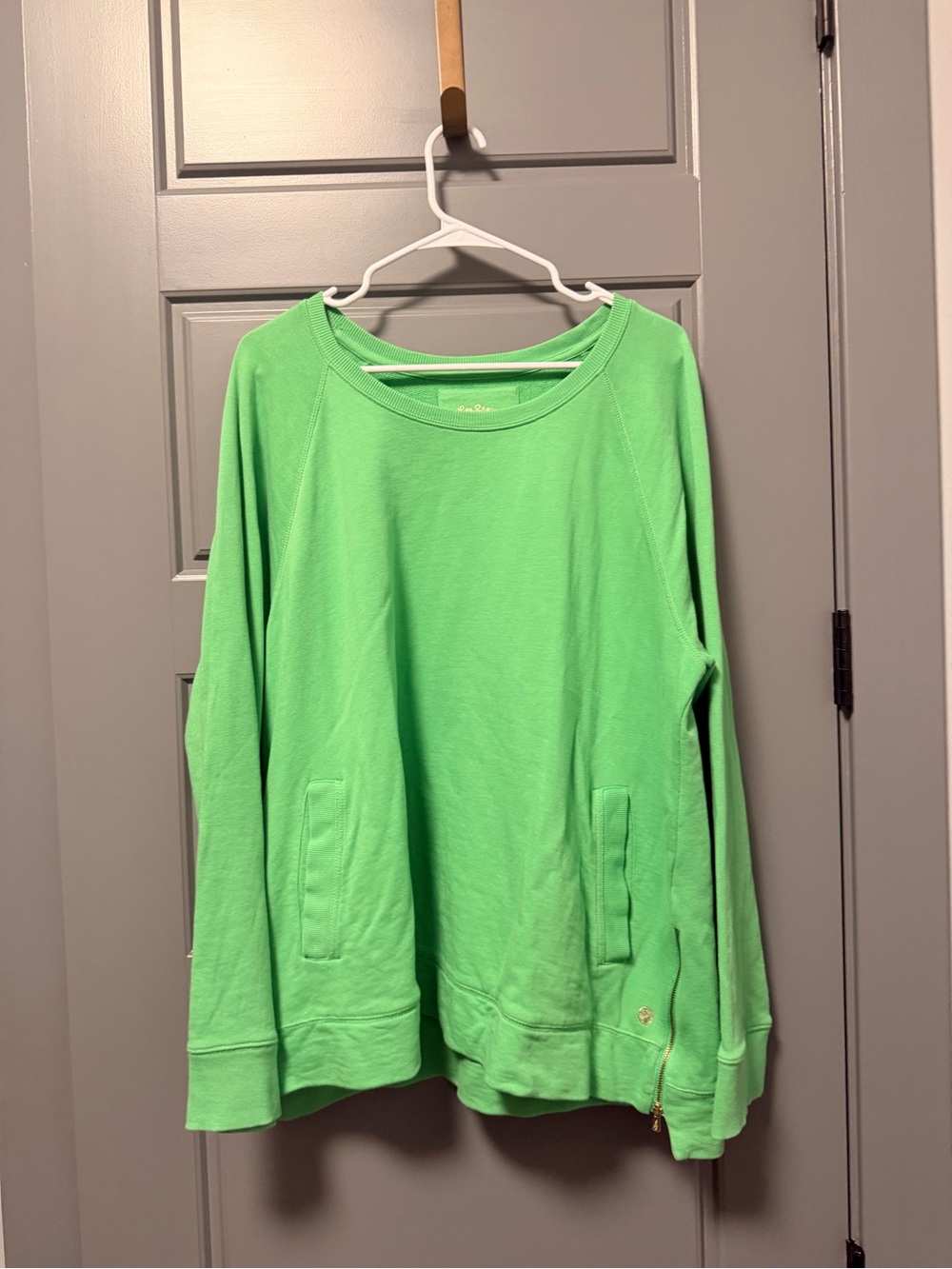 Lilly Pulitzer Luxletic Bright Green Beach Comber Pullover Sweatshirt XXL